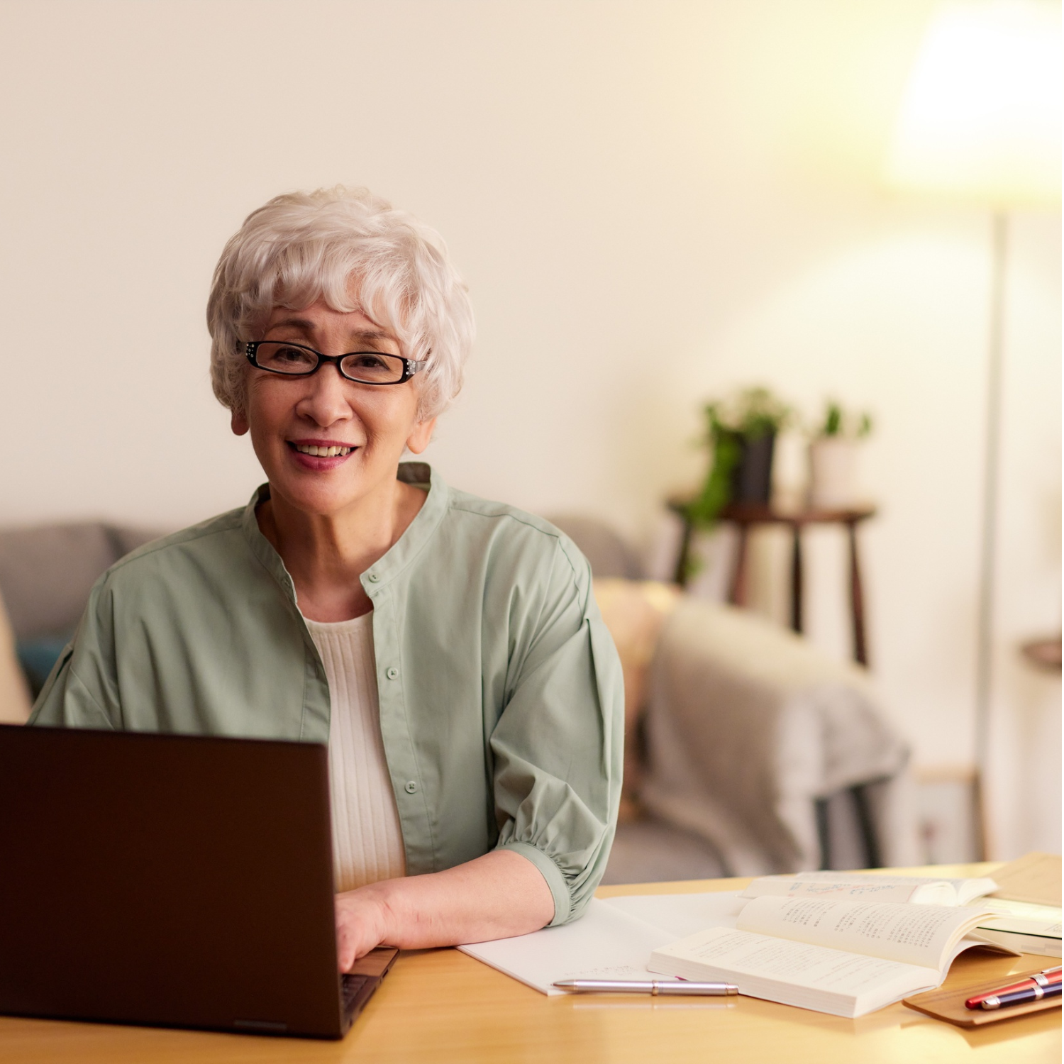 older women wokring on her budget