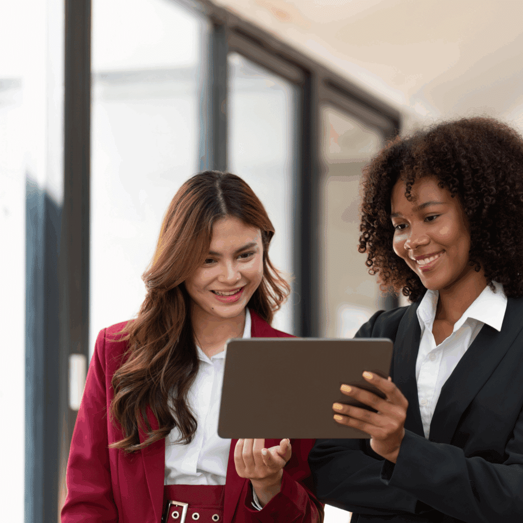 a group of women working on investment strategies